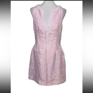 Lilly Pulitzer Pink Textured Midi Dress With Pearls